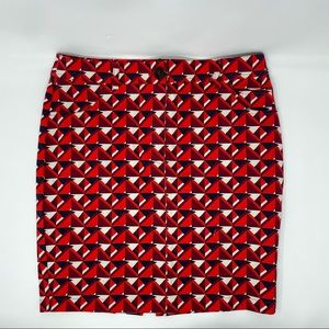 Petit Bateau Red Geometric high waisted skirt NWT